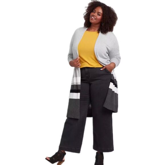 Lane Bryant color blocked striped overpiece CARDIGAN 18/20 - Picture 4 of 9